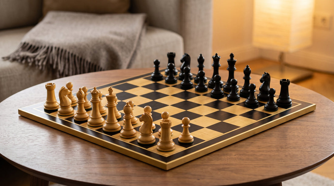 Ein schönes Schachspiel als Blickfang im Wohnzimmer