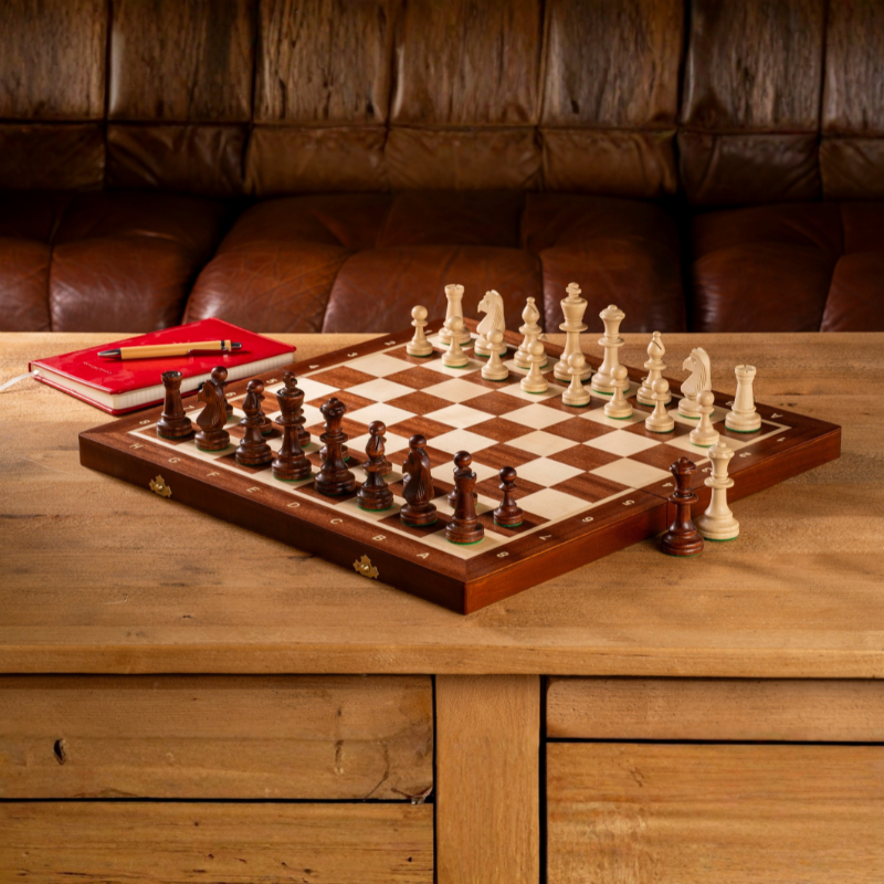 Turnier-Schachspiel Nr. 4 (Intarsien) mit Extradame – Neue Serie