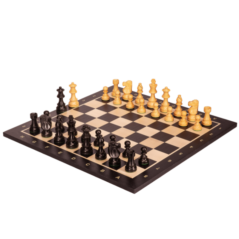 Turnierschachset Nr. 6 Schwarz mit franz. Figuren, 3,75 Zoll